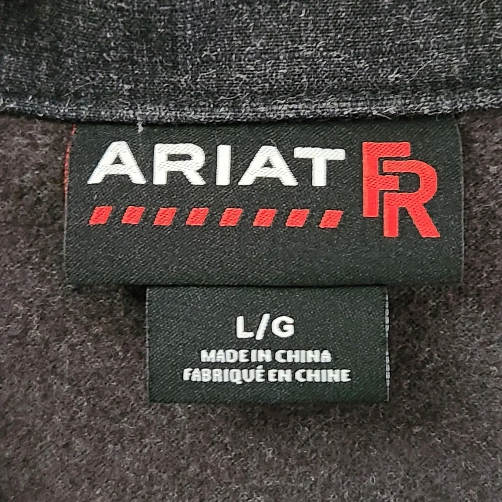 Ariat Vernon FR Work Jacket Mens Large Black Gray Flame Resistant CAT 2 10024027